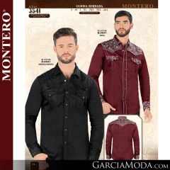 Camisa Vaquera Montero Western 3541-Vino-Negro_Negro