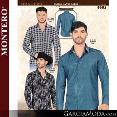 Camisa Vaquera Montero Western 4003-Gris-Teal-Negro