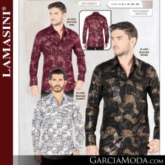 Camisa Vaquera Lamasini 0102-Vino-Negro-Blanco