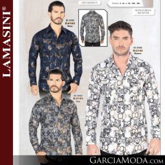 Camisa Vaquera Lamasini 0103-Navy-Blanco-Gris