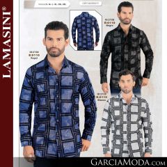 Camisa Vaquera Lamasini 0110-Negro-Royal-Blanco