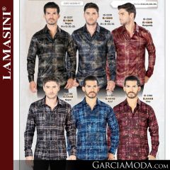 Camisa Vaquera Lamasini 1809-Negro-Navy-Burgandy-4448-Negro-Azul-Vino