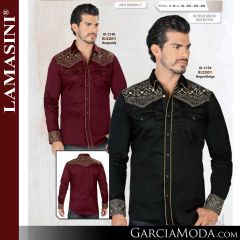 Camisa Vaquera Lamasini 2201-Burgandy-Negro_Beige