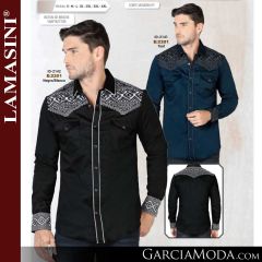 Camisa Vaquera Lamasini 2201-Negro_Blanco-Teal