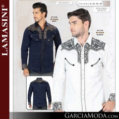 Camisa Vaquera Lamasini 2203-Navy-Blanco