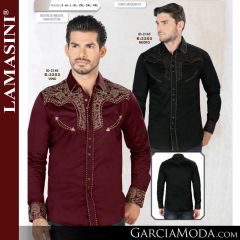 Camisa Vaquera Lamasini 2203-Negro-Vino