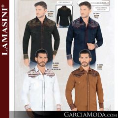 Camisa Vaquera Lamasini 2207-Negro-Navy-Blanco-Camel