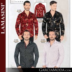 Camisa Vaquera Lamasini 4450-Vino-Negro-4455-Negro-Blanco