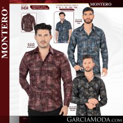 Camisa Vaquera Montero Western 0434-Teal-Burgandy-Negro