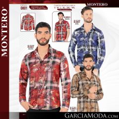 Camisa Vaquera Montero Western 0801-Azul-Negro_L-Negro-S-Camel