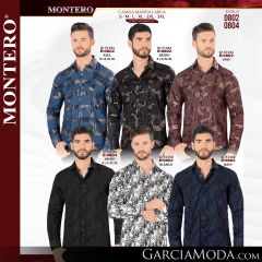 Camisa Vaquera Montero Western 0802-Azul-Negro-Vino-0804-Blanco-Navy-Negro