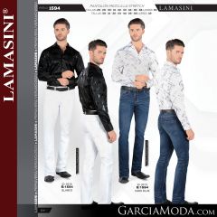 Pantalon Lamasini Western 1594-Blanco-Dark-Blue