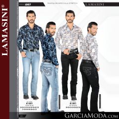 Pantalon Lamasini Western 1867-Light-Blue-Jet-Black