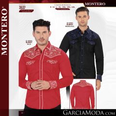 Camisa Vaquera Montero Western 3537-Negro_Azul-Rojo