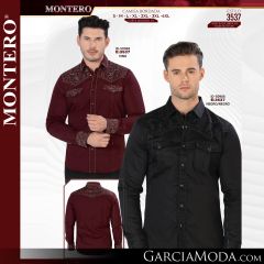 Camisa Vaquera Montero Western 3537-Vino-Negro_Negro