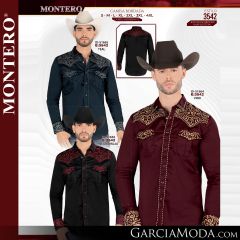 Camisa Vaquera Montero Western 3542-Teal-Negro_Rojo-Vino