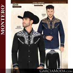 Camisa Vaquera Montero Western 3544-Navy-Negro_Blanco