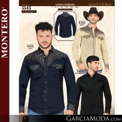 Camisa Vaquera Montero Western 3545-Beige-Navy-Negro_Negro