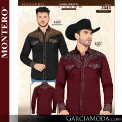 Camisa Vaquera Montero Western 3545-Negro_Khaky-Vino