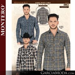 Camisa Vaquera Montero Western 4013-Azul-Gris-Negro