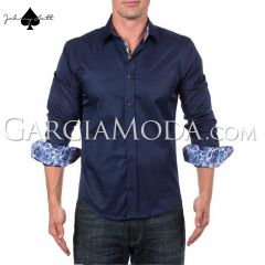 Johnny Matt Luxury shirts JM-1213 Navy with contrasting inner details