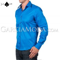 Johnny Matt Luxury shirts JM-1213 Royal Blue with contrasting inner details