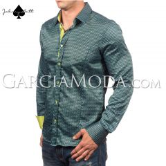 Johnny Matt Luxury shirts JM-1064 Green with a modern pattern design and contrast inner details