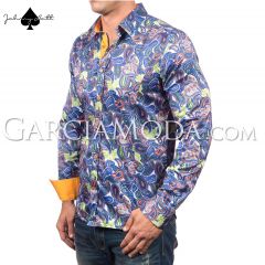 Johnny Matt Luxury shirts JM-1066 Royal  paisley design and contrast inner details