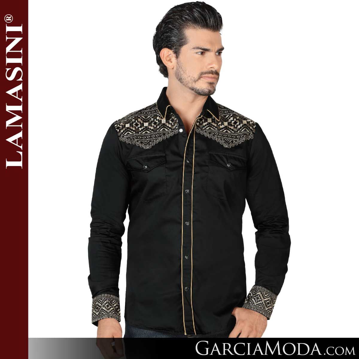 Camisa Vaquera Lamasini 2201 Negro Beige