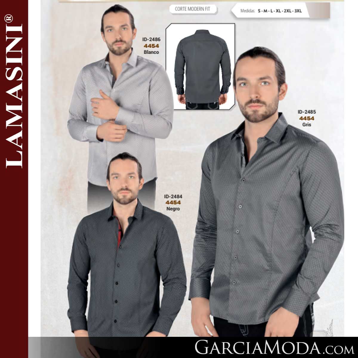 Camisa Vaquera Lamasini 4454 Blanco Gris Negro