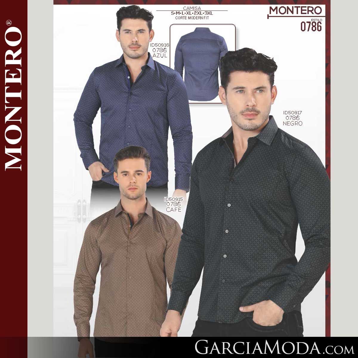 Camisa Montero Western 0786-Azul-Negro-Cafe Western Wear,  -