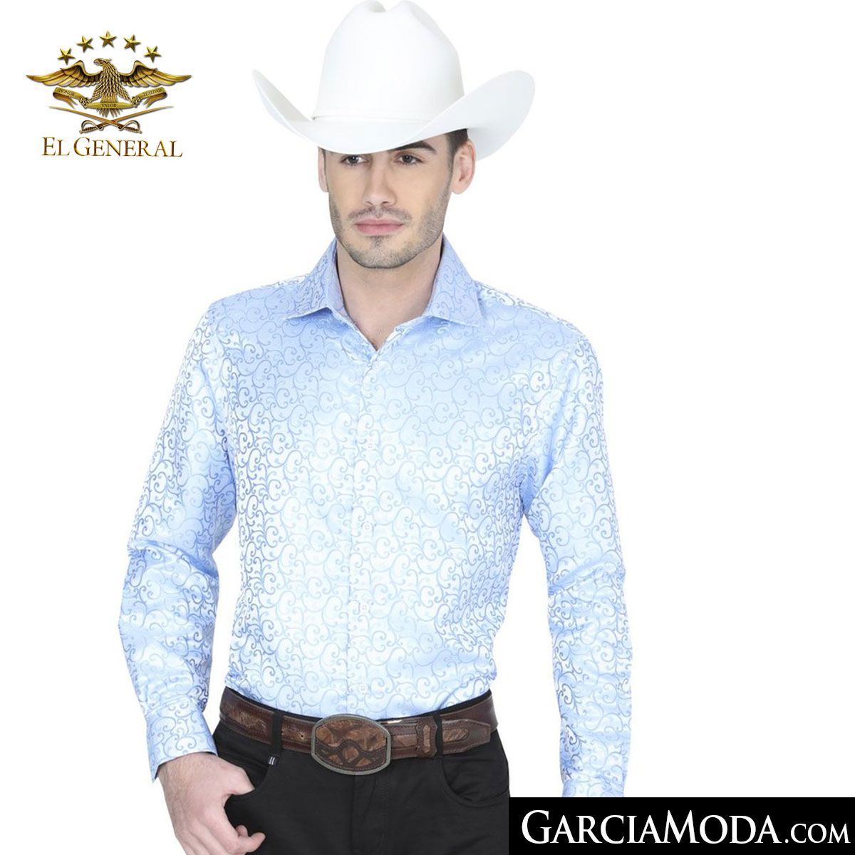 Camisa El General Western Wear 41462-Jacquard-Blue - ropa vaquera Western  Wear,  -